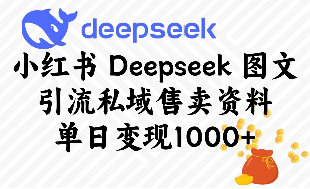 小红书 Deepseek 图文引流私域售卖资料，单日变现1000+ 第1张